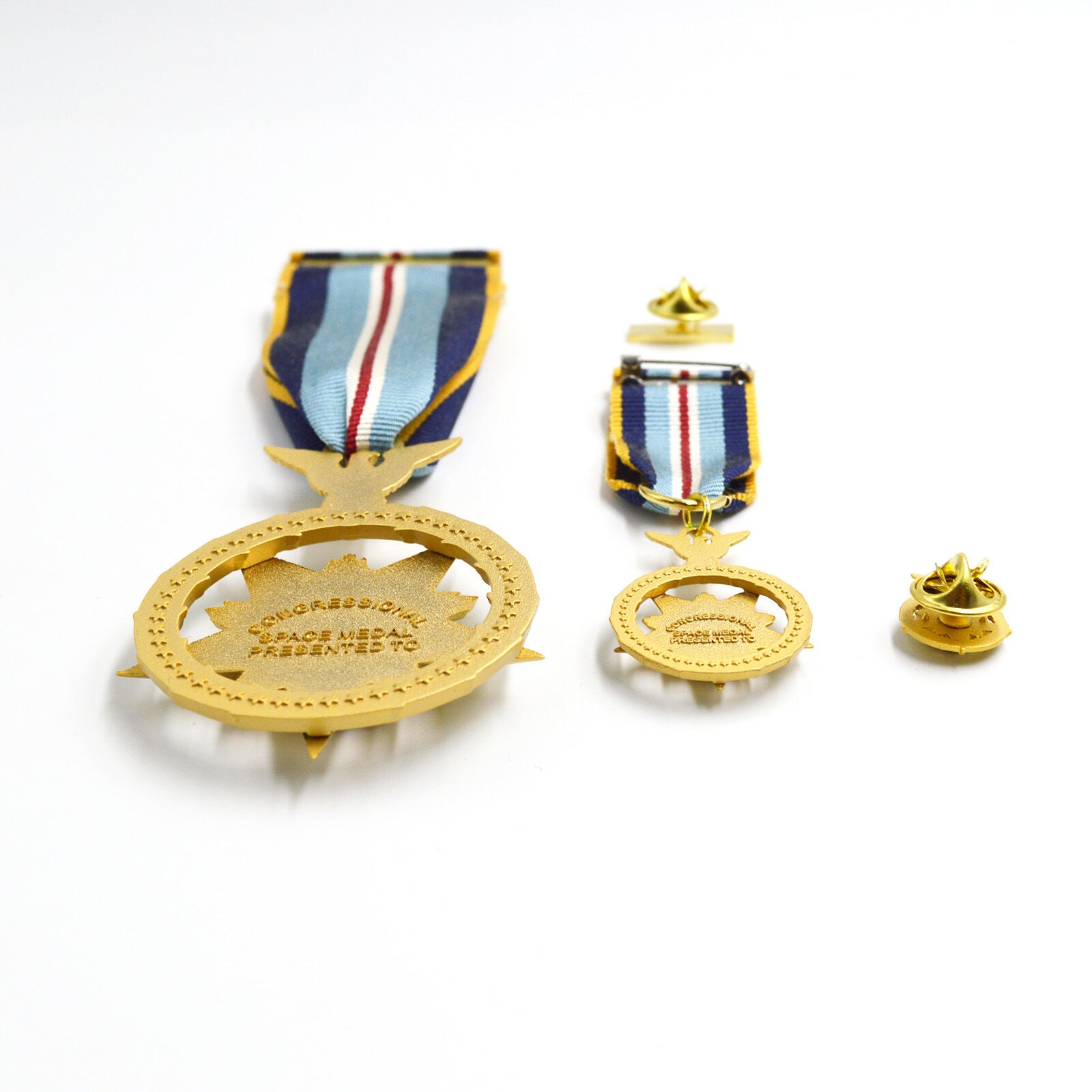 U.S. Congressional Space Medal of Honor (US Space MOH) Kongress-Weltraum-Ehrenmedaille – Kurzband / Short Ribbon Version – mit Etui – Sammleranfertigung (Replik / Nachfertigung / Museum Replica)
