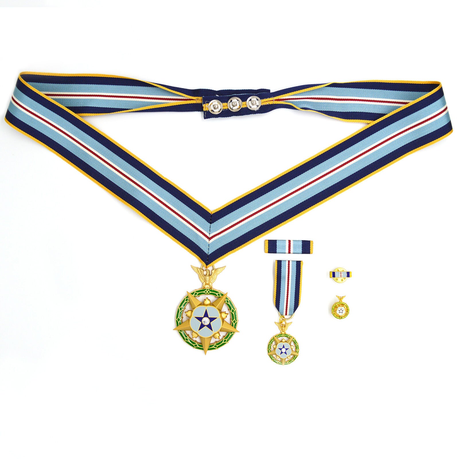 Congressional Space Medal of Honor (US Space MOH) – „Kongress-Weltraum-Ehrenmedaille“ – Halsband-Version (Neck Ribbon) – mit Etui – Sammleranfertigung (Replik / Nachfertigung / Museum Replica)