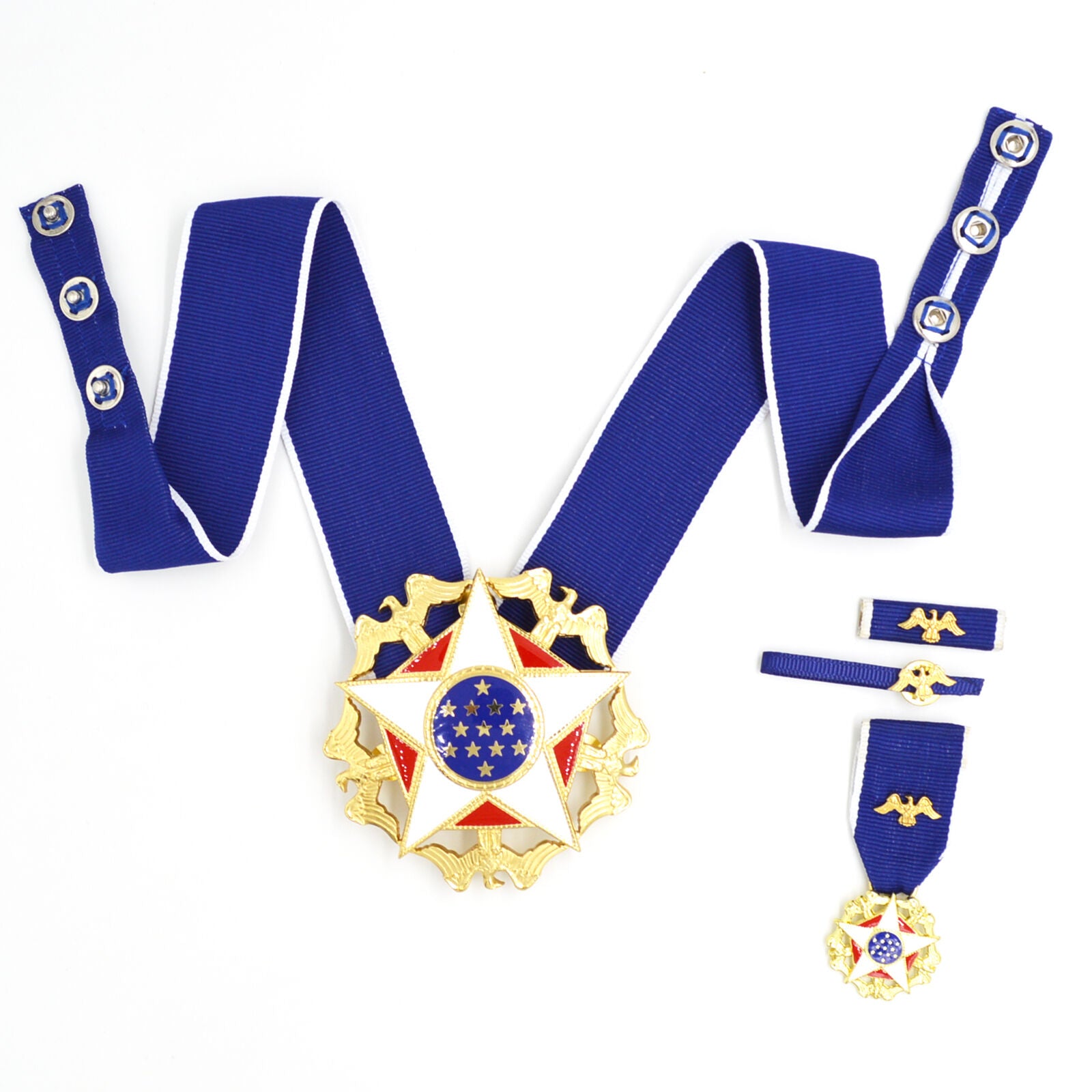 US-Präsidentielle Freiheitsmedaille „With Distinction“ (Presidential Medal of Freedom with Distinction) – Sammleranfertigung in Vollgröße – USA Bruststern-Set