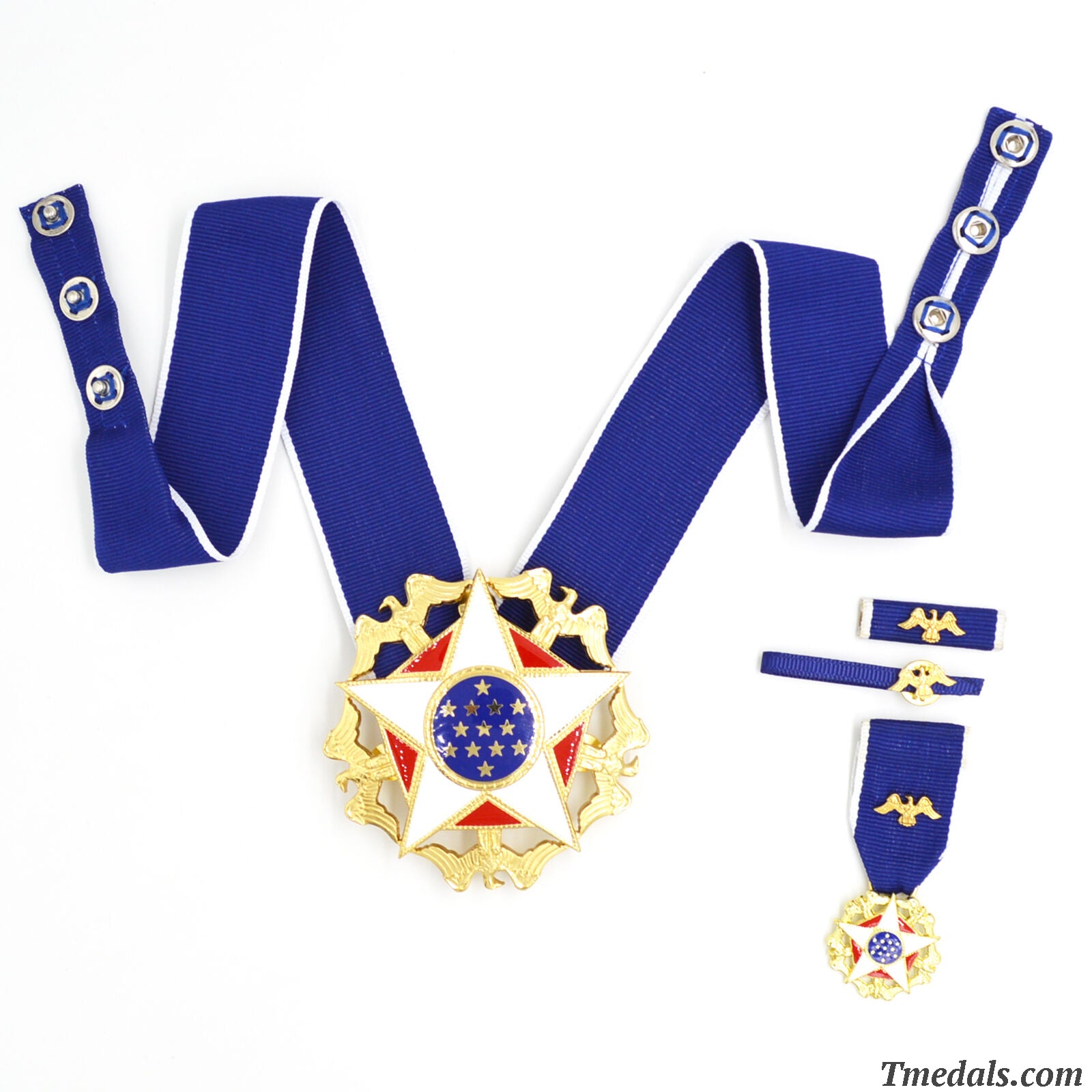 US-Präsidentielle Freiheitsmedaille „With Distinction“ (Presidential Medal of Freedom with Distinction) – Sammleranfertigung in Vollgröße – USA Bruststern-Set