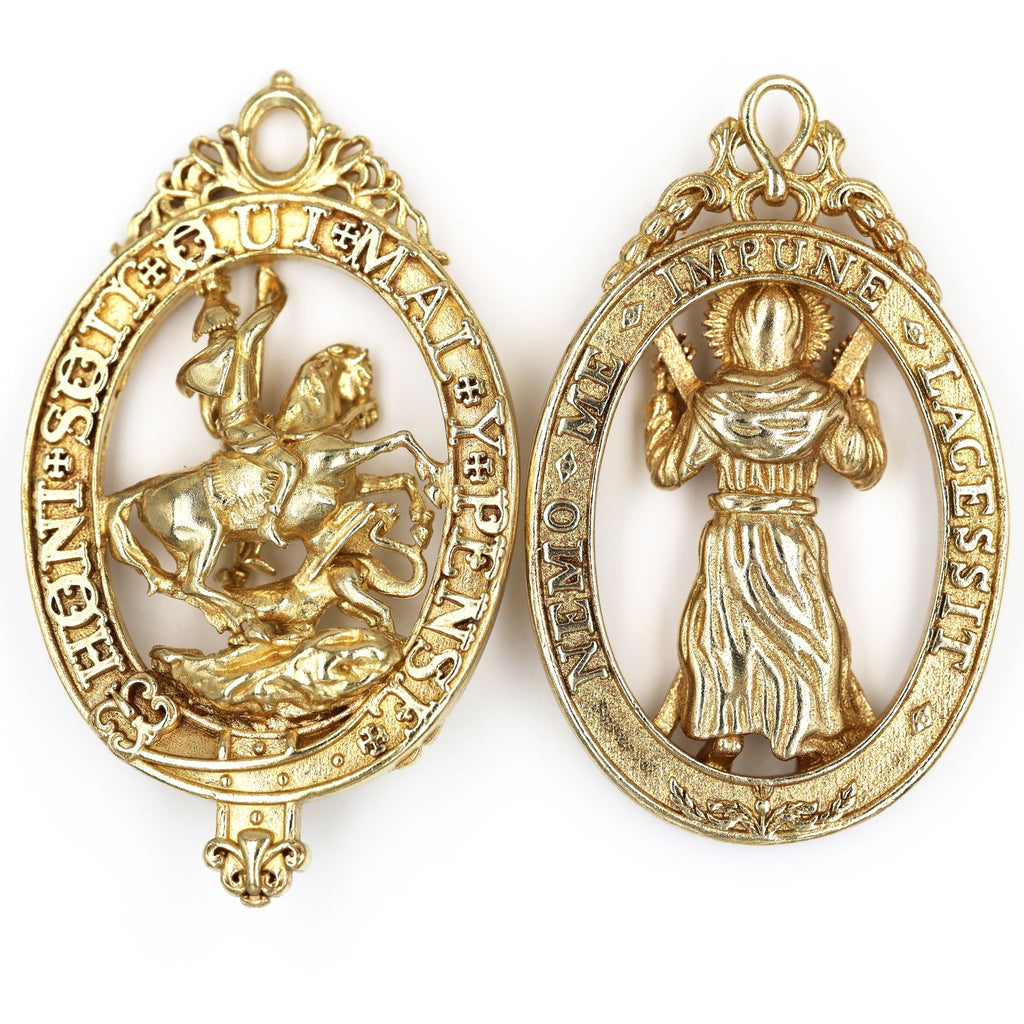 2 Stück Britische Hosenbandorden & Distelorden Anhänger Messing Replik Sammleranfertifung