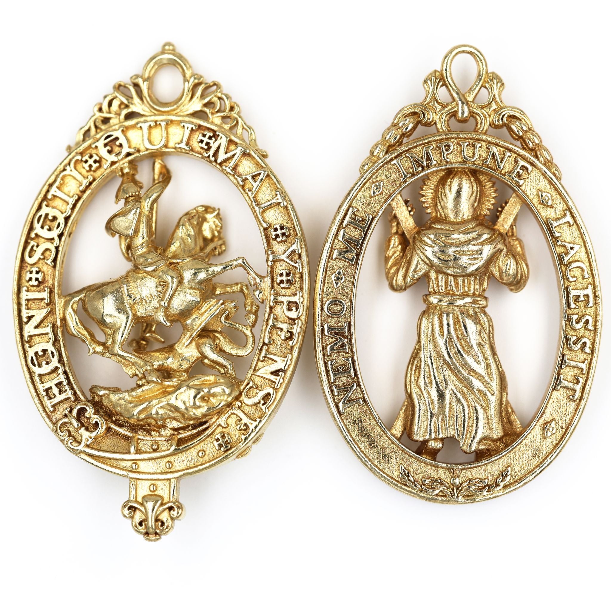 2 Stück Britische Hosenbandorden & Distelorden Anhänger Messing Replik Sammleranfertifung