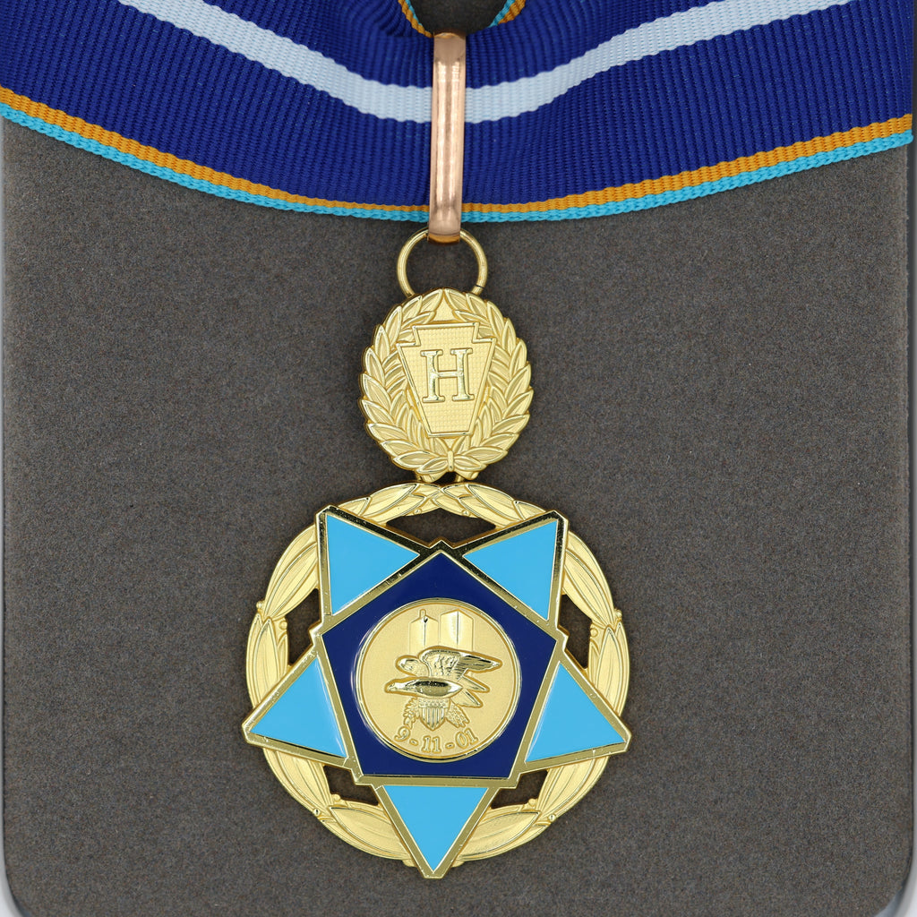 USA 9/11 Heroes Medal of Valor – Tapferkeitsmedaille der 9/11-Helden – Komplettes Präsentations-Set (Replik) – mit Etui