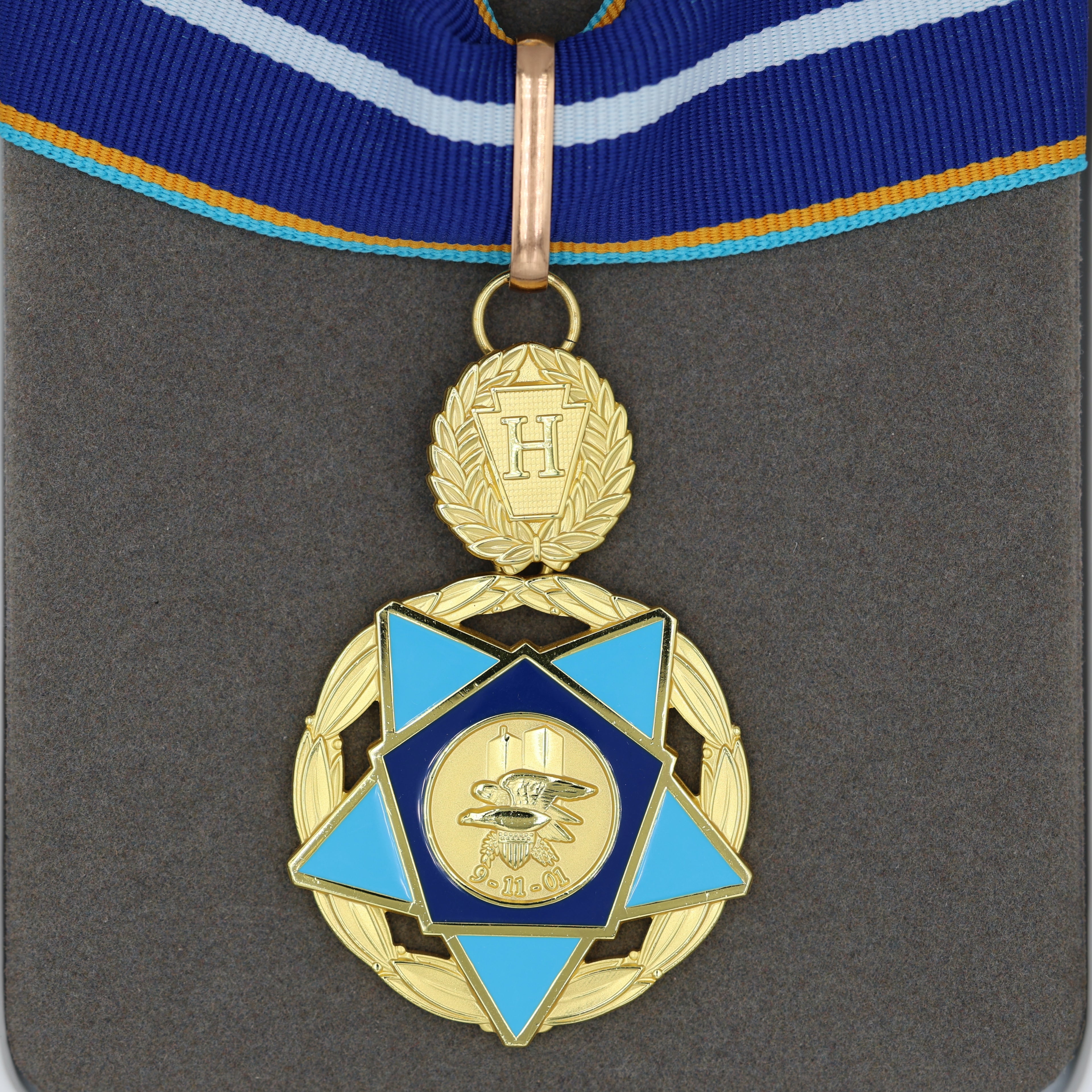 USA 9/11 Heroes Medal of Valor – Tapferkeitsmedaille der 9/11-Helden – Komplettes Präsentations-Set (Replik) – mit Etui