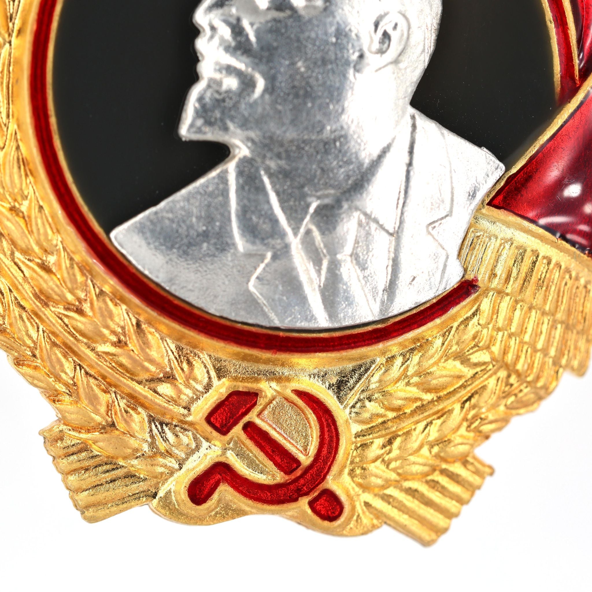 Leninorden Typ 3 (1936–1943) – Lenin-Porträt aus 925 Sterling Silber – vergoldete Basis – Emaille – Replik (Sammleranfertigung)