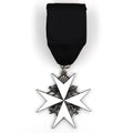 Johanniterorden Abzeichen / Order of St John Officer Class Badge – Malteserkreuz (Maltese Cross) & schwarzes Band (Silber-Version) – Replik (Sammleranfertigung)