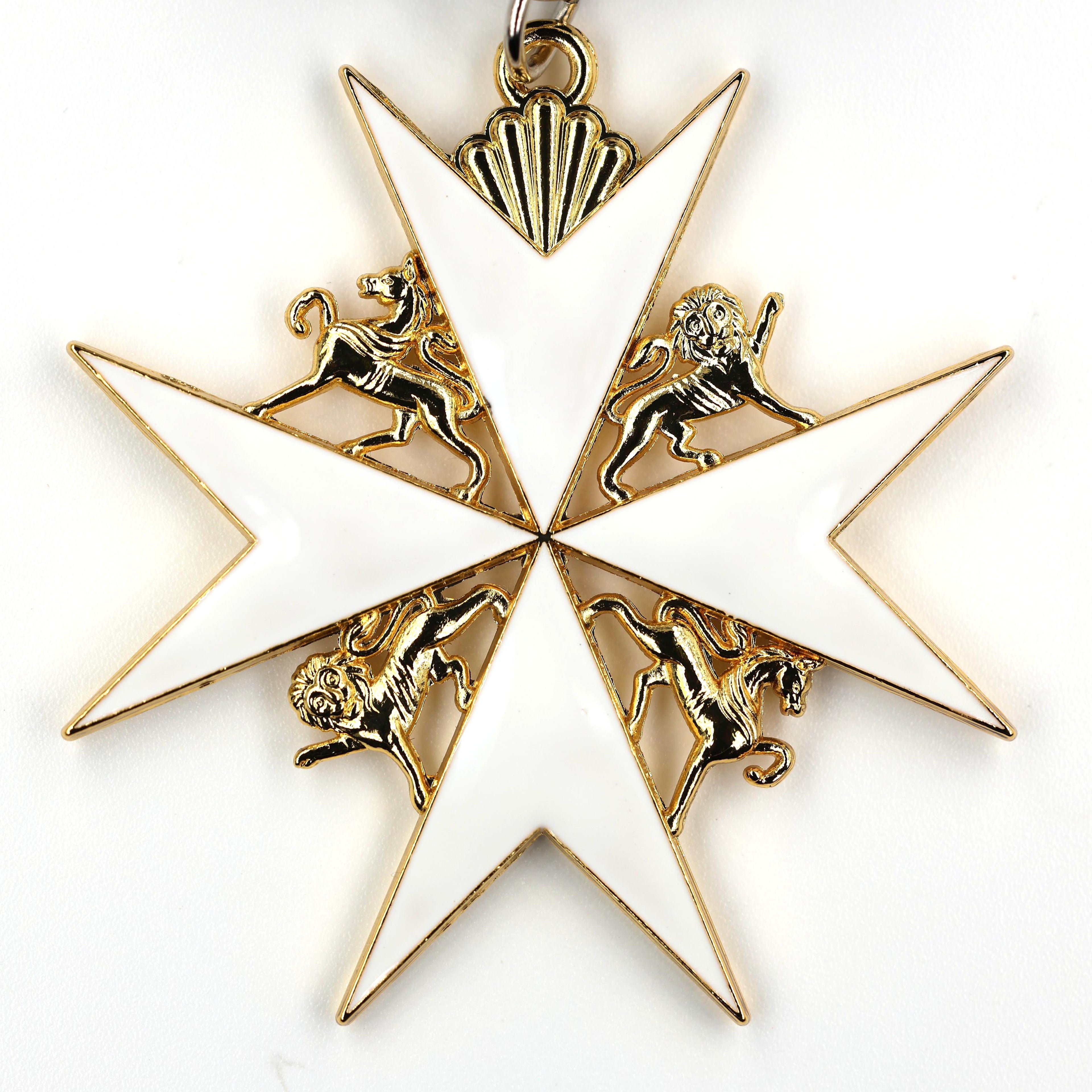 Johanniterorden Abzeichen / Order of St John Officer Class Badge – Malteserkreuz (Maltese Cross) & schwarzes Band – Replik (Sammleranfertigung)