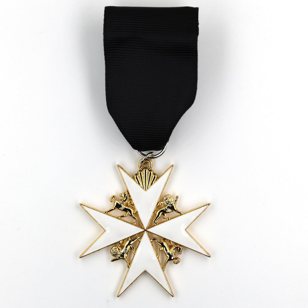 Johanniterorden Abzeichen / Order of St John Officer Class Badge – Malteserkreuz (Maltese Cross) & schwarzes Band – Replik (Sammleranfertigung)