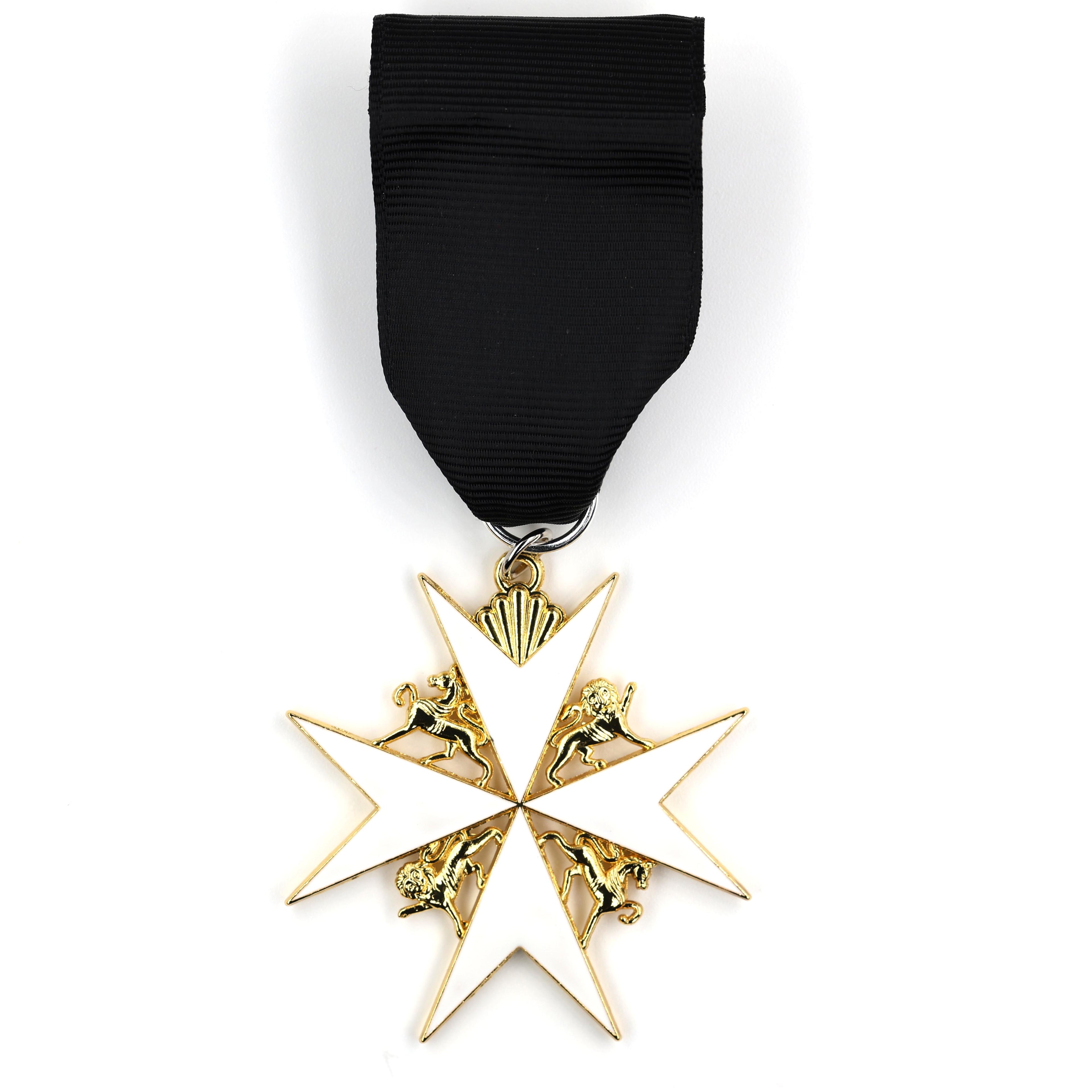 Johanniterorden Abzeichen / Order of St John Officer Class Badge – Malteserkreuz (Maltese Cross) & schwarzes Band – Replik (Sammleranfertigung)