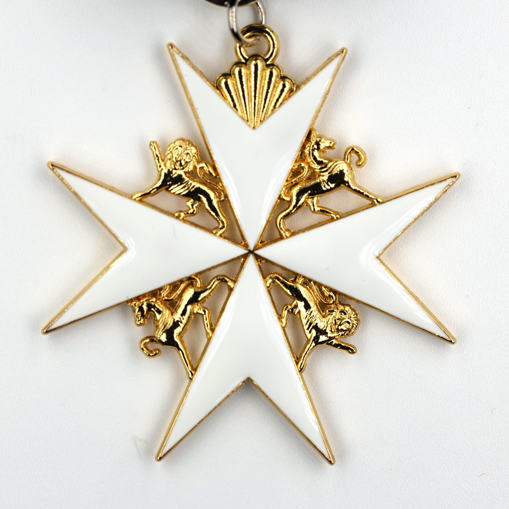 Johanniterorden Abzeichen / Order of St John Officer Class Badge – Malteserkreuz (Maltese Cross) & schwarzes Band – Replik (Sammleranfertigung)