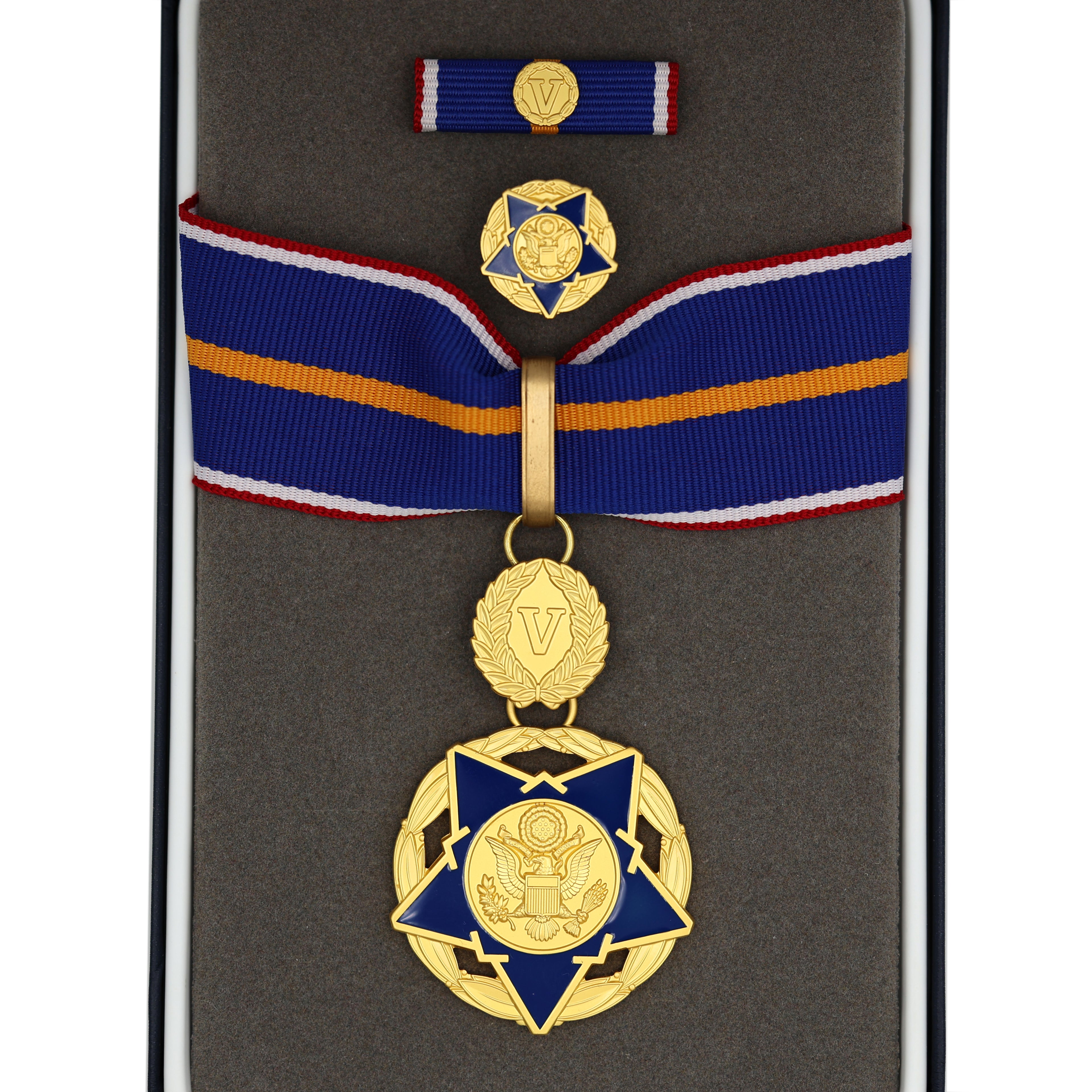 Public Safety Medal of Valor (USA) – „Tapferkeitsmedaille für Einsatzkräfte“ – Komplettset mit Etui – Sammleranfertigung (Replik)