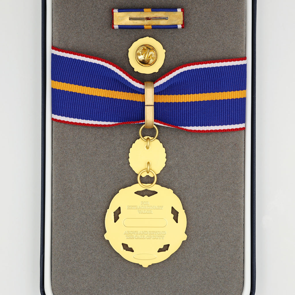 Public Safety Medal of Valor (USA) – „Tapferkeitsmedaille für Einsatzkräfte“ – Komplettset mit Etui – Sammleranfertigung (Replik)