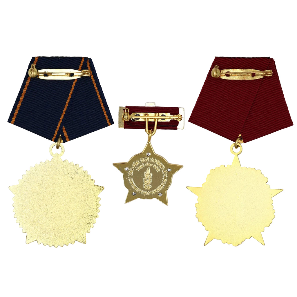 DDR 3er-Set – Scharnhorst-Orden (Scharnhorst Order) + Held der DDR (Hero of the GDR) + Karl-Marx-Orden (Order of Karl Marx) – Sammleranfertigungen in Vollgröße, Messing