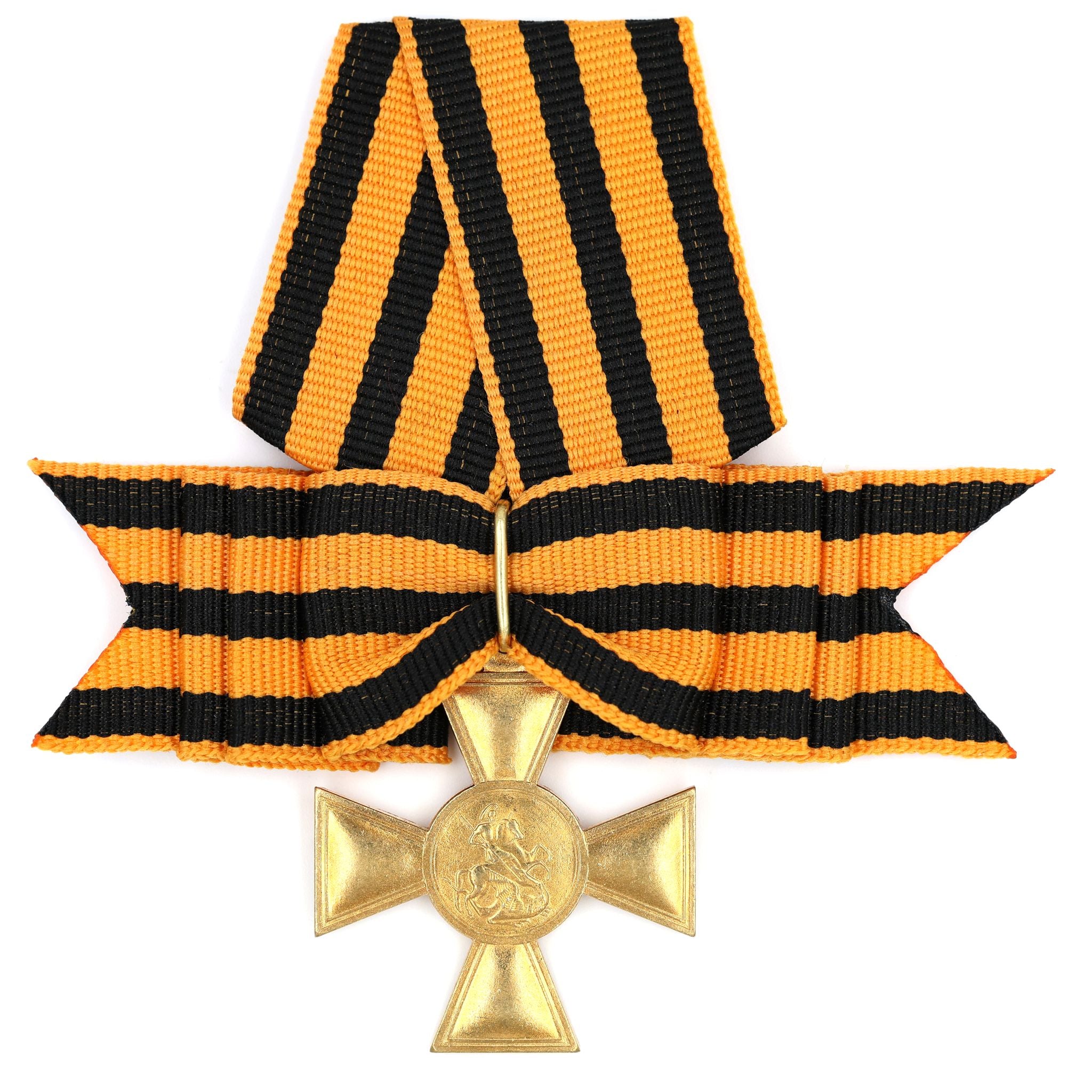 Russisches Kaiserreich – St.-Georgs-Kreuz 1. Klasse (Nikolaus II.) – Messing-Reproduktion mit Schleifenband