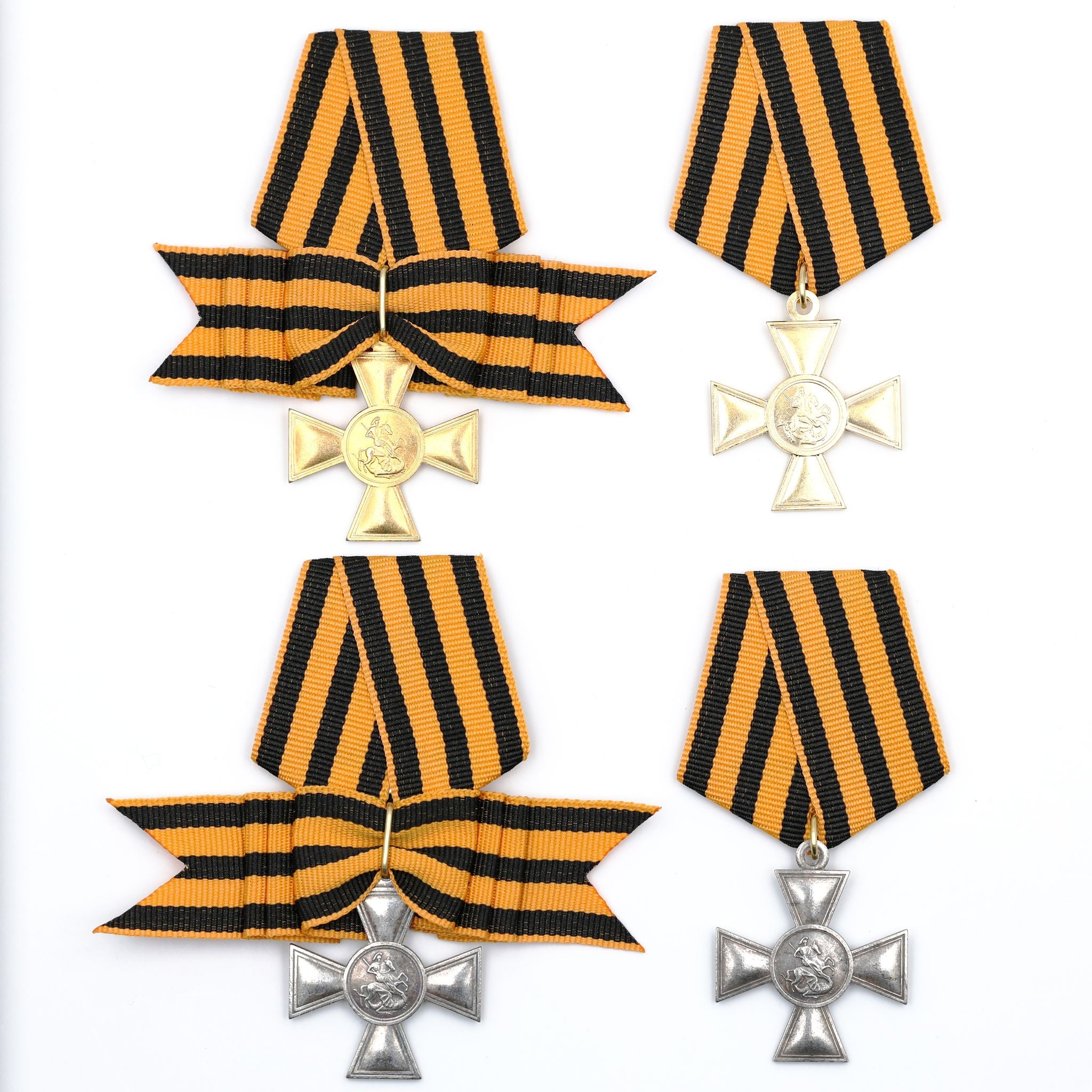 Russisches St.-Georgs-Kreuz Set 1–4. Klasse Replikat m. Band 4er Set