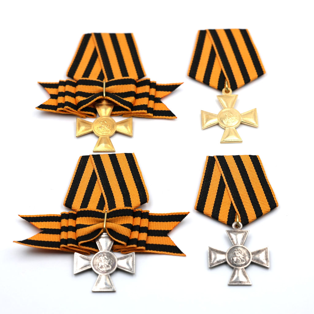 Russisches St.-Georgs-Kreuz Set 1–4. Klasse Replikat m. Band 4er Set