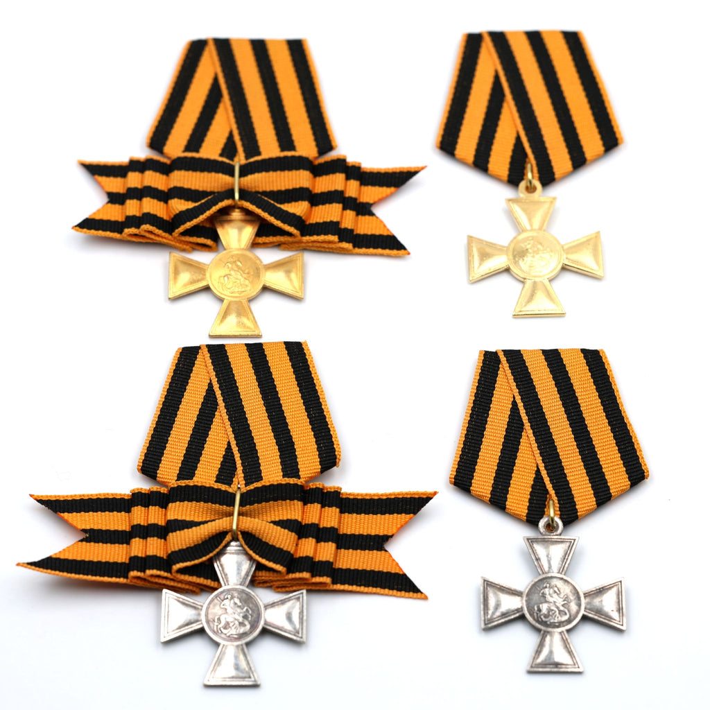 Russisches St.-Georgs-Kreuz Set 1–4. Klasse Replikat m. Band 4er Set