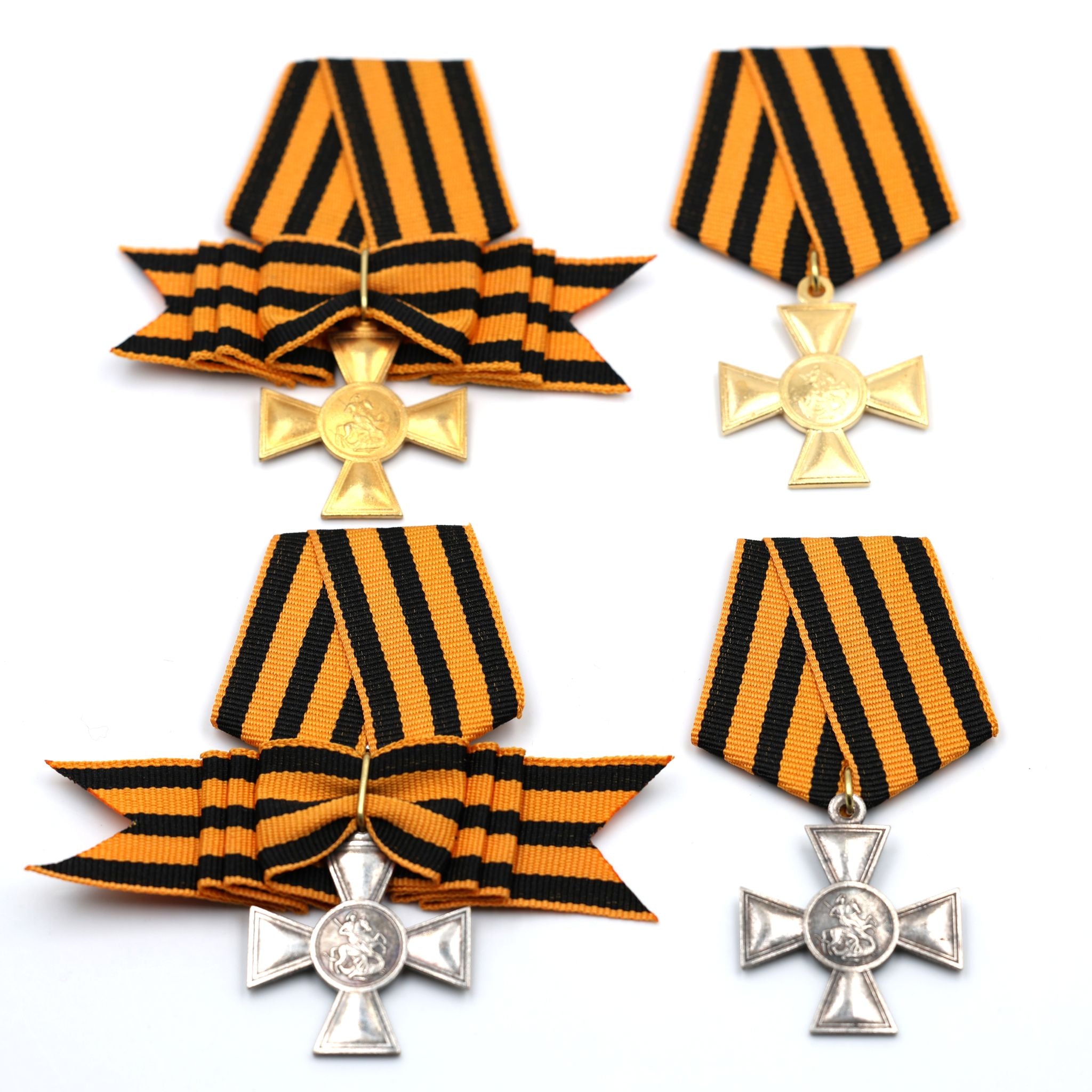 Russisches St.-Georgs-Kreuz Set 1–4. Klasse Replikat m. Band 4er Set