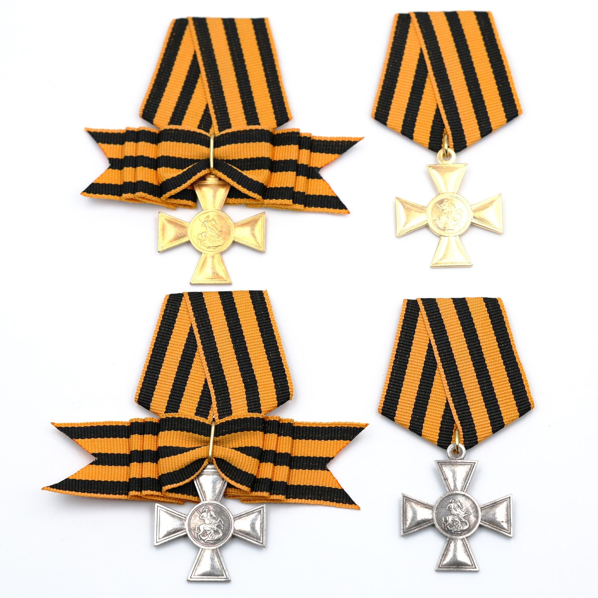 Russisches St.-Georgs-Kreuz Set 1–4. Klasse Replikat m. Band 4er Set