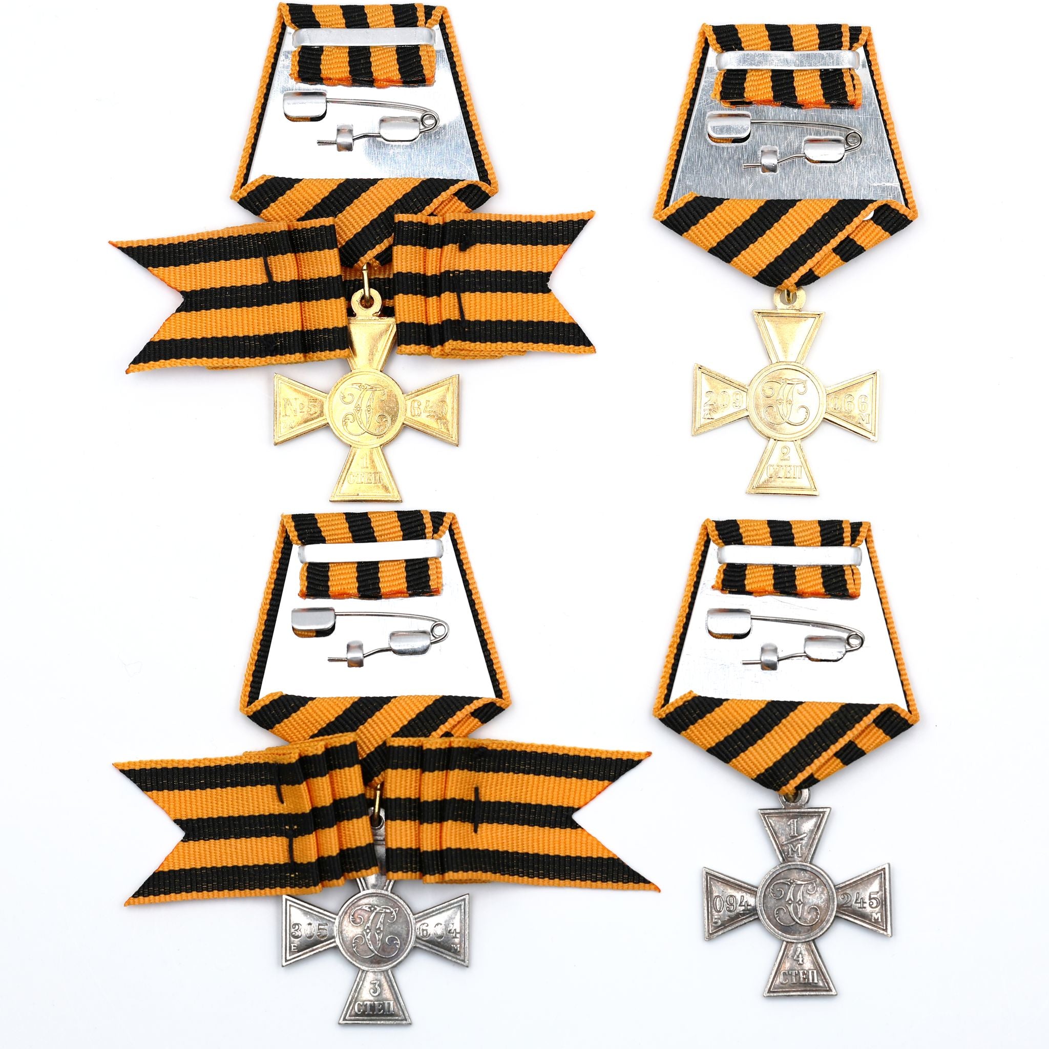 Russisches St.-Georgs-Kreuz Set 1–4. Klasse Replikat m. Band 4er Set