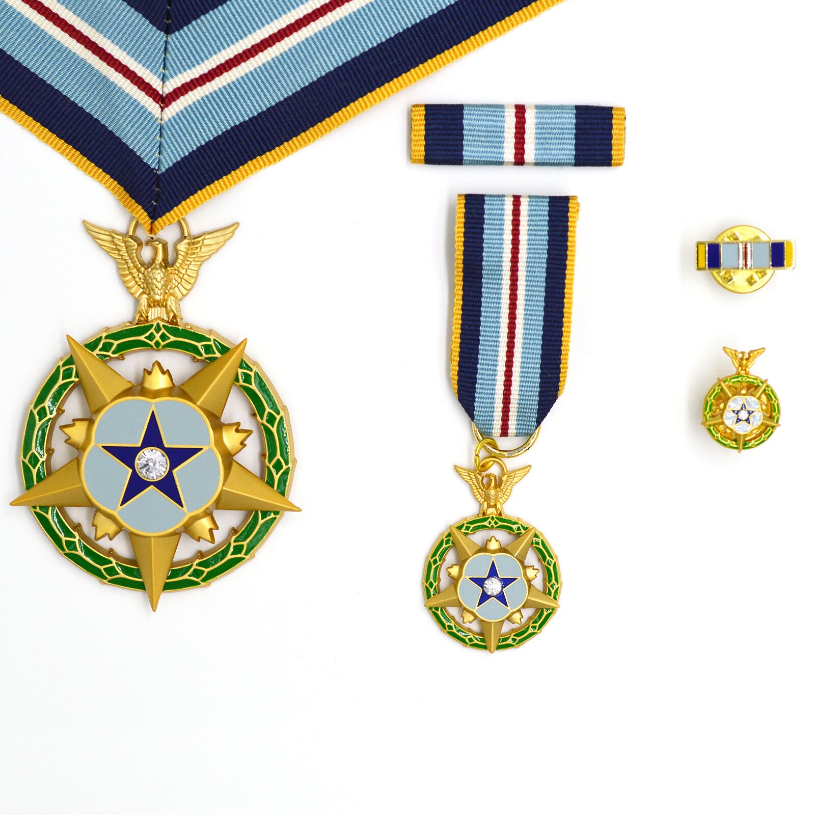 Congressional Space Medal of Honor (US Space MOH) – „Kongress-Weltraum-Ehrenmedaille“ – Halsband-Version (Neck Ribbon) – mit Etui – Sammleranfertigung (Replik / Nachfertigung / Museum Replica)