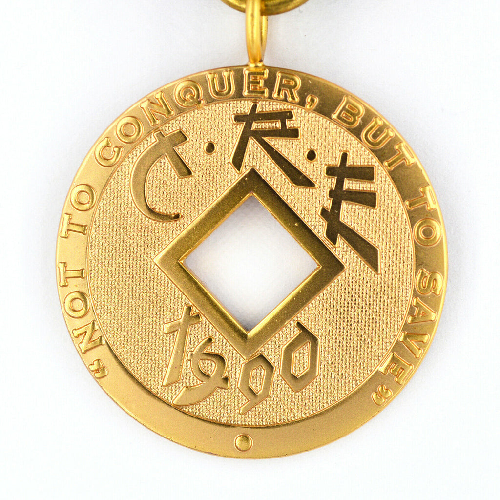 Imperial Order of the Dragon / Kaiserlicher Orden des Drachen (USA) – China/Boxer Rebellion 1900 (C.R.E.) – Medaille + Ribbon Bar/Bandschnalle + Kupfer-Dekoration – Replik Sammleranfertigung