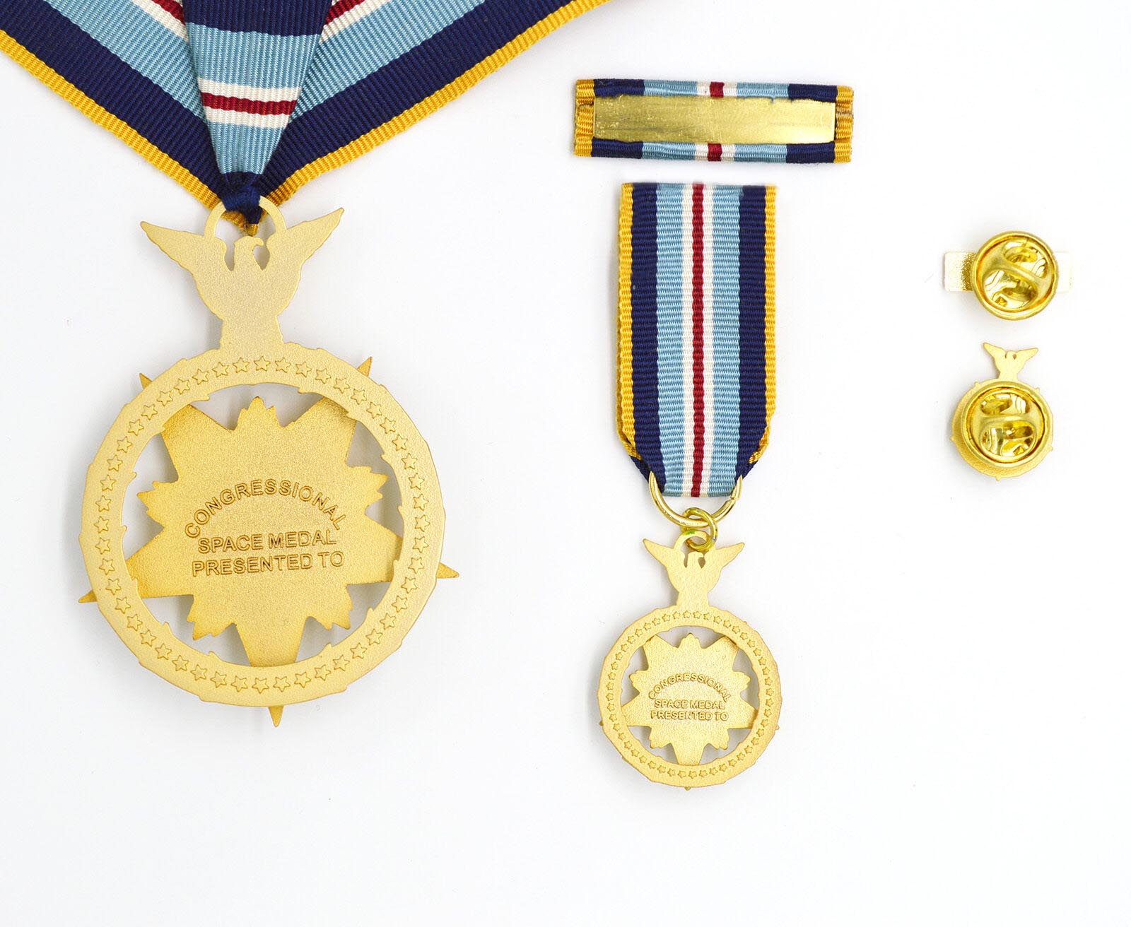 Congressional Space Medal of Honor (US Space MOH) – „Kongress-Weltraum-Ehrenmedaille“ – Halsband-Version (Neck Ribbon) – mit Etui – Sammleranfertigung (Replik / Nachfertigung / Museum Replica)