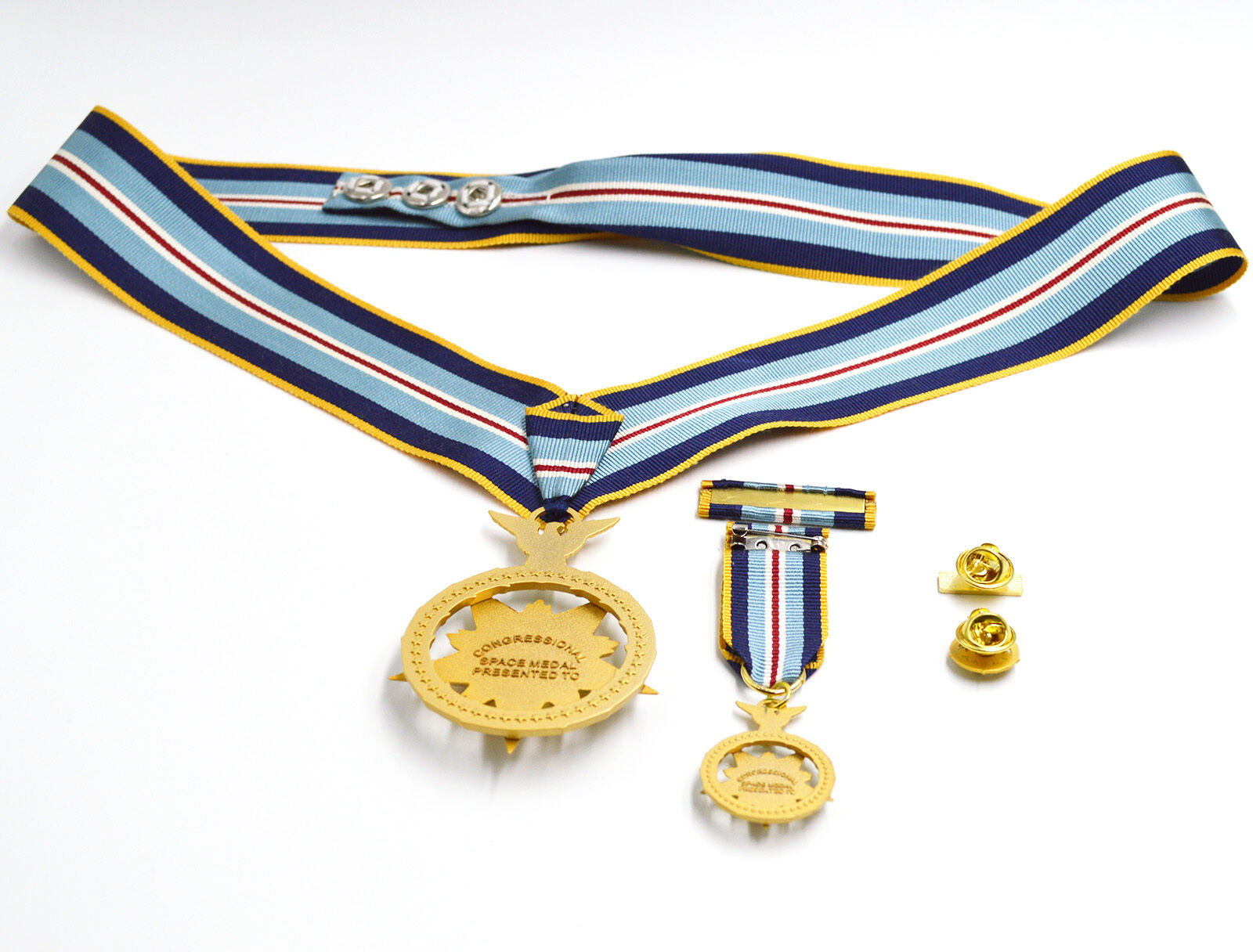 Congressional Space Medal of Honor (US Space MOH) – „Kongress-Weltraum-Ehrenmedaille“ – Halsband-Version (Neck Ribbon) – mit Etui – Sammleranfertigung (Replik / Nachfertigung / Museum Replica)