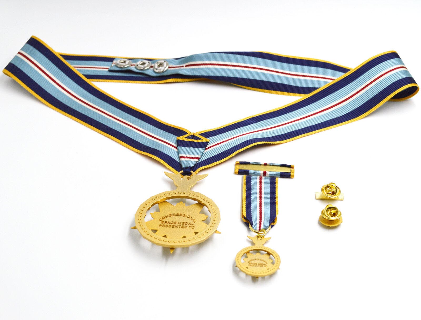 Congressional Space Medal of Honor (US Space MOH) – „Kongress-Weltraum-Ehrenmedaille“ – Halsband-Version (Neck Ribbon) – mit Etui – Sammleranfertigung (Replik / Nachfertigung / Museum Replica)