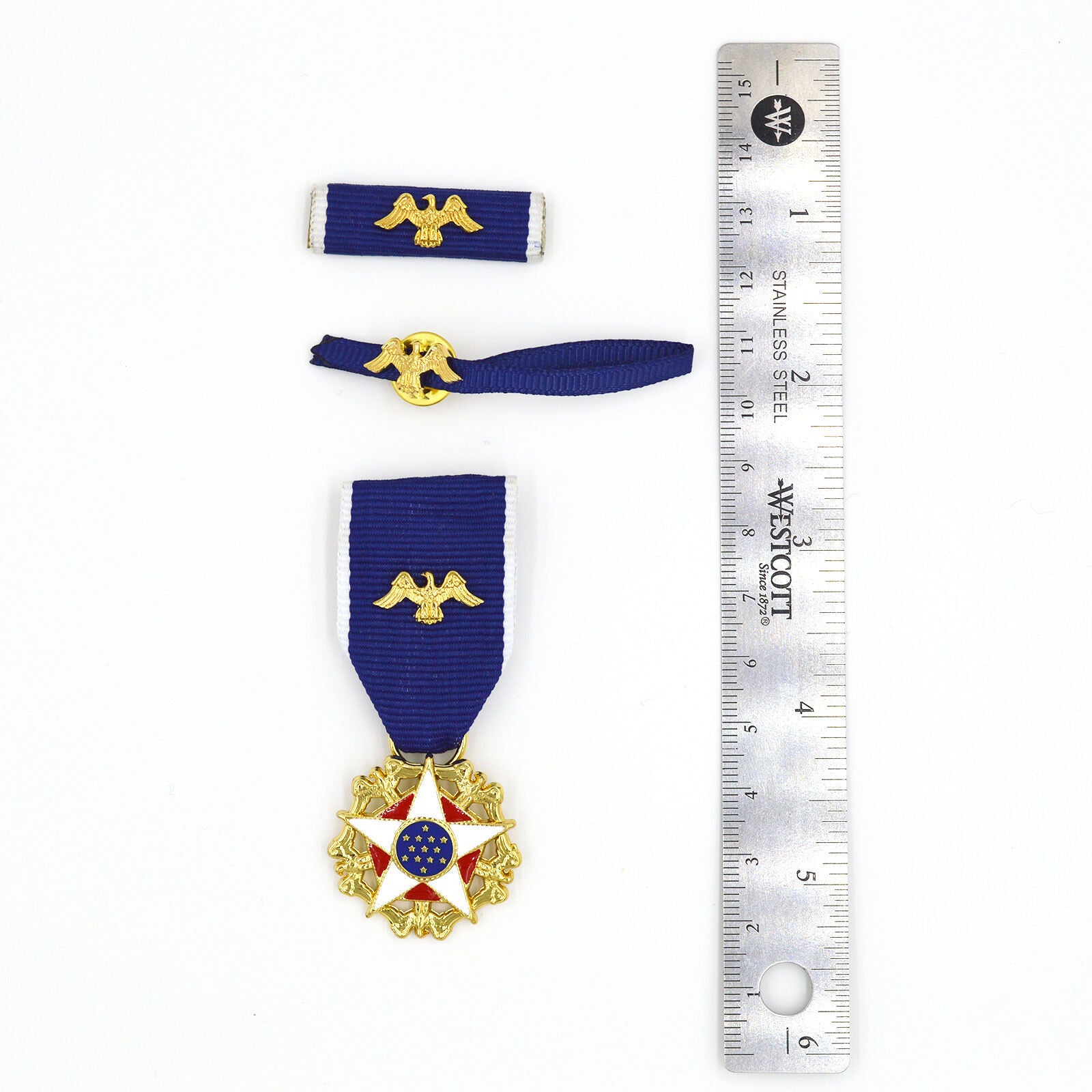 US-Präsidentielle Freiheitsmedaille „With Distinction“ (Presidential Medal of Freedom with Distinction) – Sammleranfertigung in Vollgröße – USA Bruststern-Set