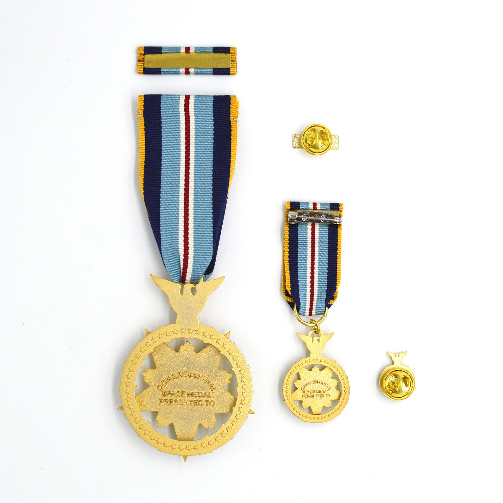 U.S. Congressional Space Medal of Honor (US Space MOH) Kongress-Weltraum-Ehrenmedaille – Kurzband / Short Ribbon Version – mit Etui – Sammleranfertigung (Replik / Nachfertigung / Museum Replica)