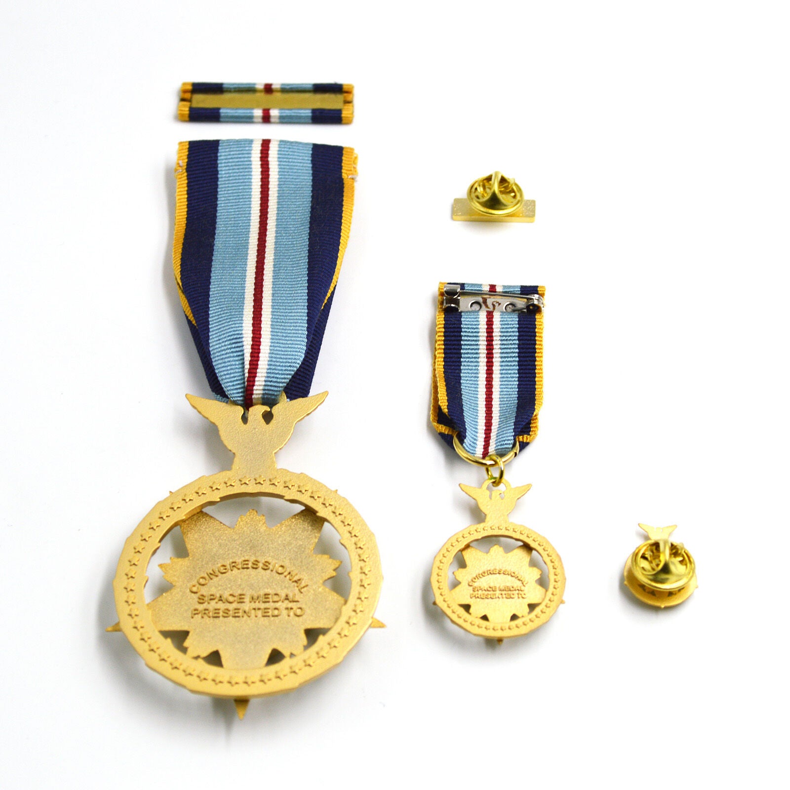 U.S. Congressional Space Medal of Honor (US Space MOH) Kongress-Weltraum-Ehrenmedaille – Kurzband / Short Ribbon Version – mit Etui – Sammleranfertigung (Replik / Nachfertigung / Museum Replica)