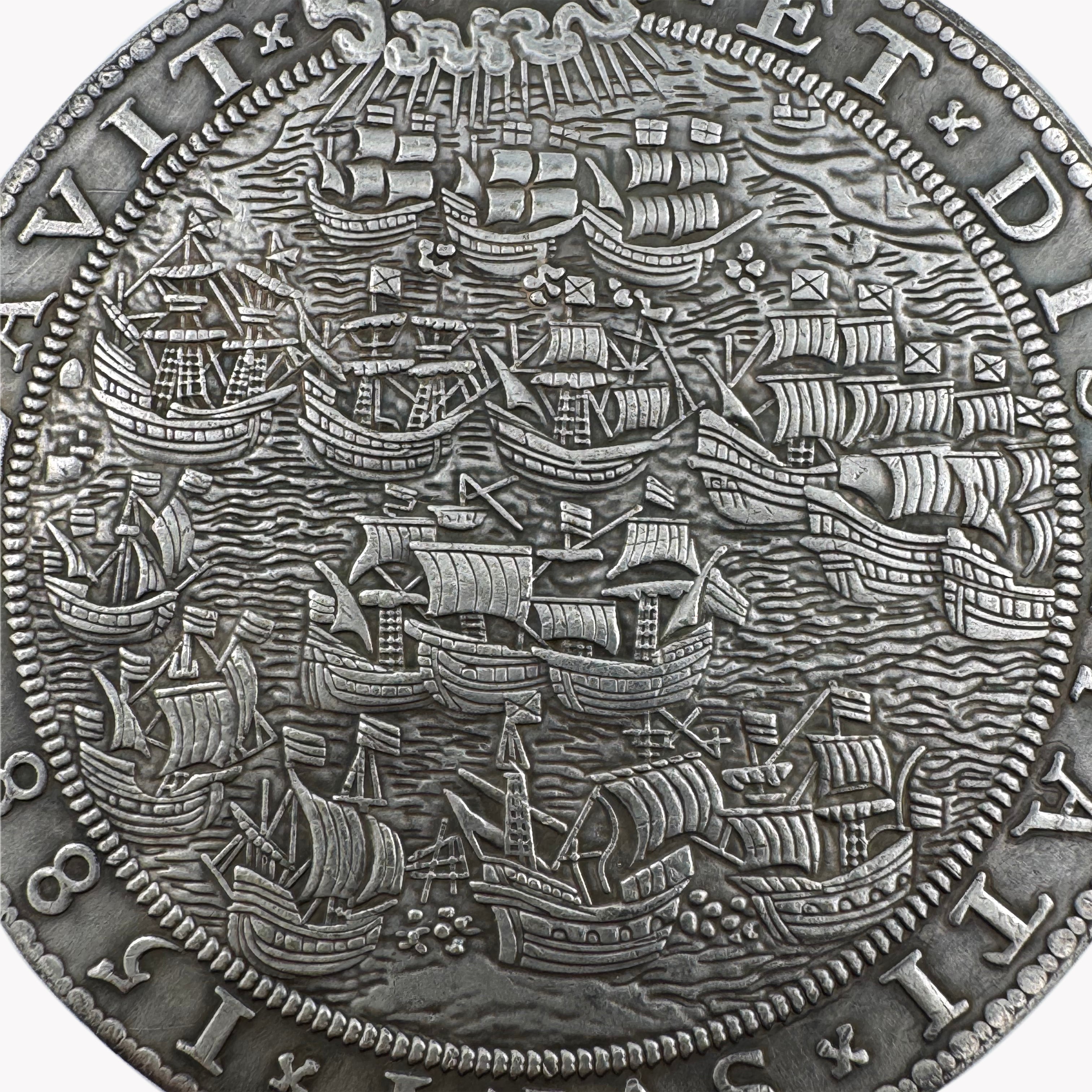England UK 1588 „Sieg über die Spanische Armada“ Medaille / Elizabeth I – Defeat of the Spanish Armada Medal – Replik (Sammleranfertigung)