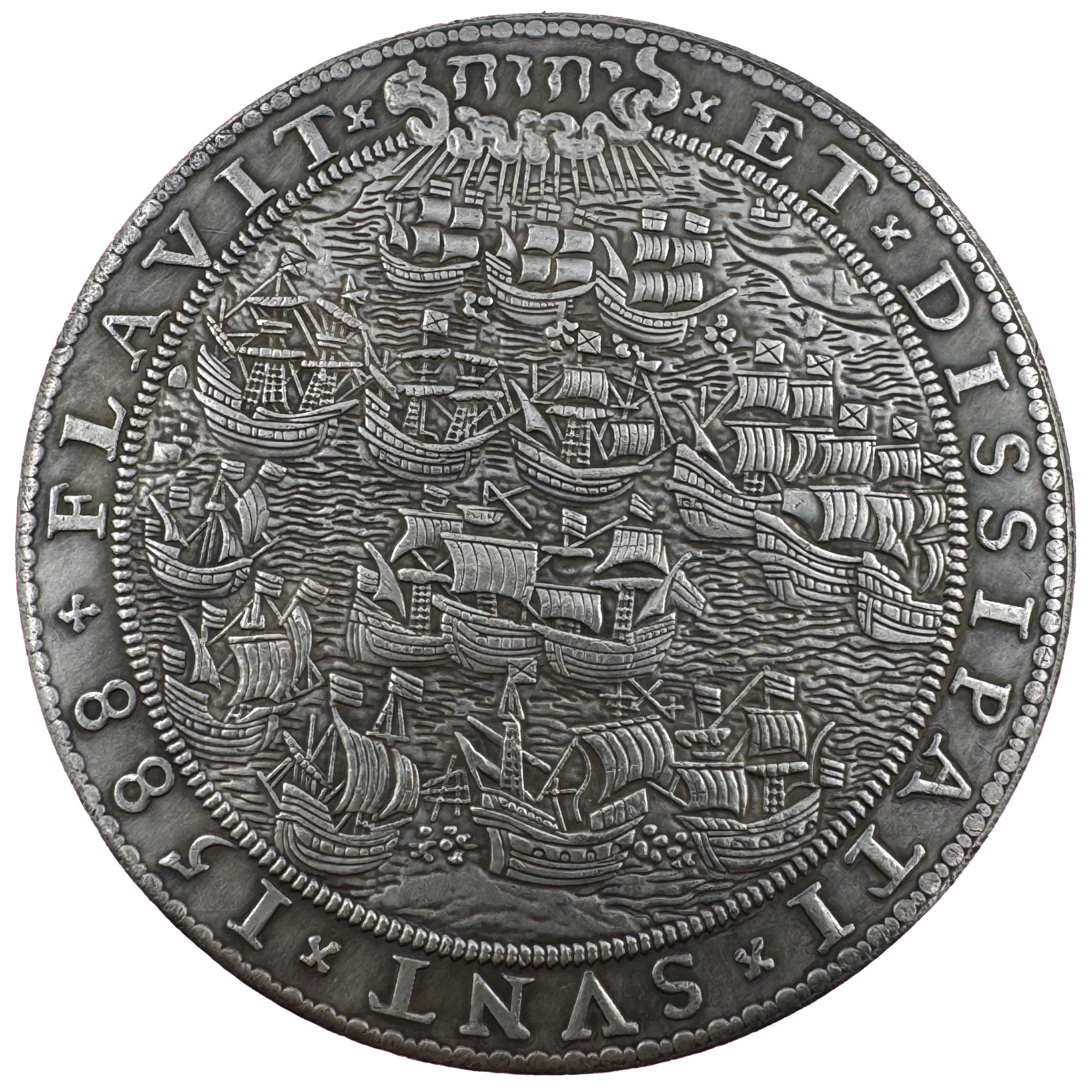 England UK 1588 „Sieg über die Spanische Armada“ Medaille / Elizabeth I – Defeat of the Spanish Armada Medal – Replik (Sammleranfertigung)