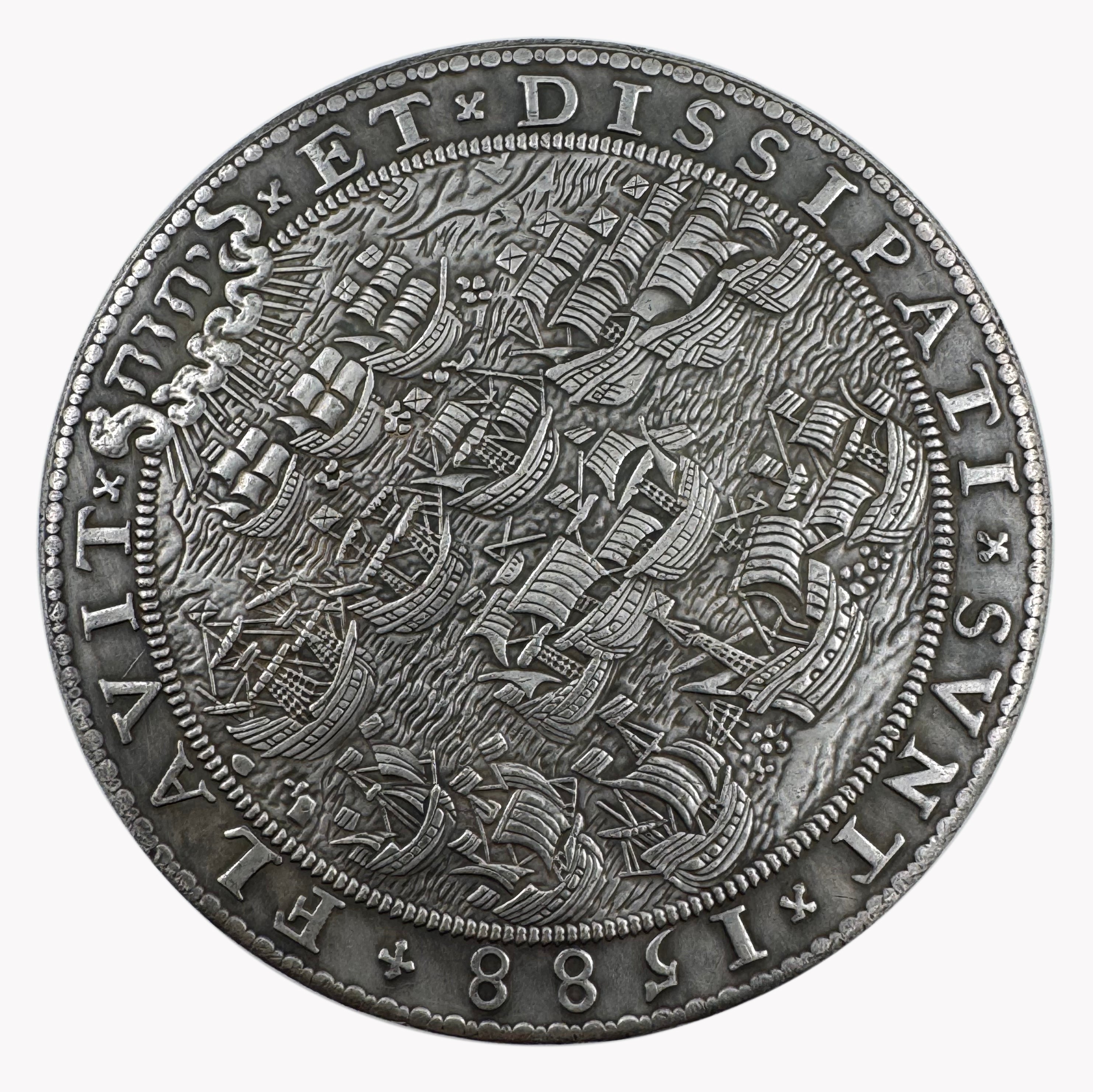 England UK 1588 „Sieg über die Spanische Armada“ Medaille / Elizabeth I – Defeat of the Spanish Armada Medal – Replik (Sammleranfertigung)
