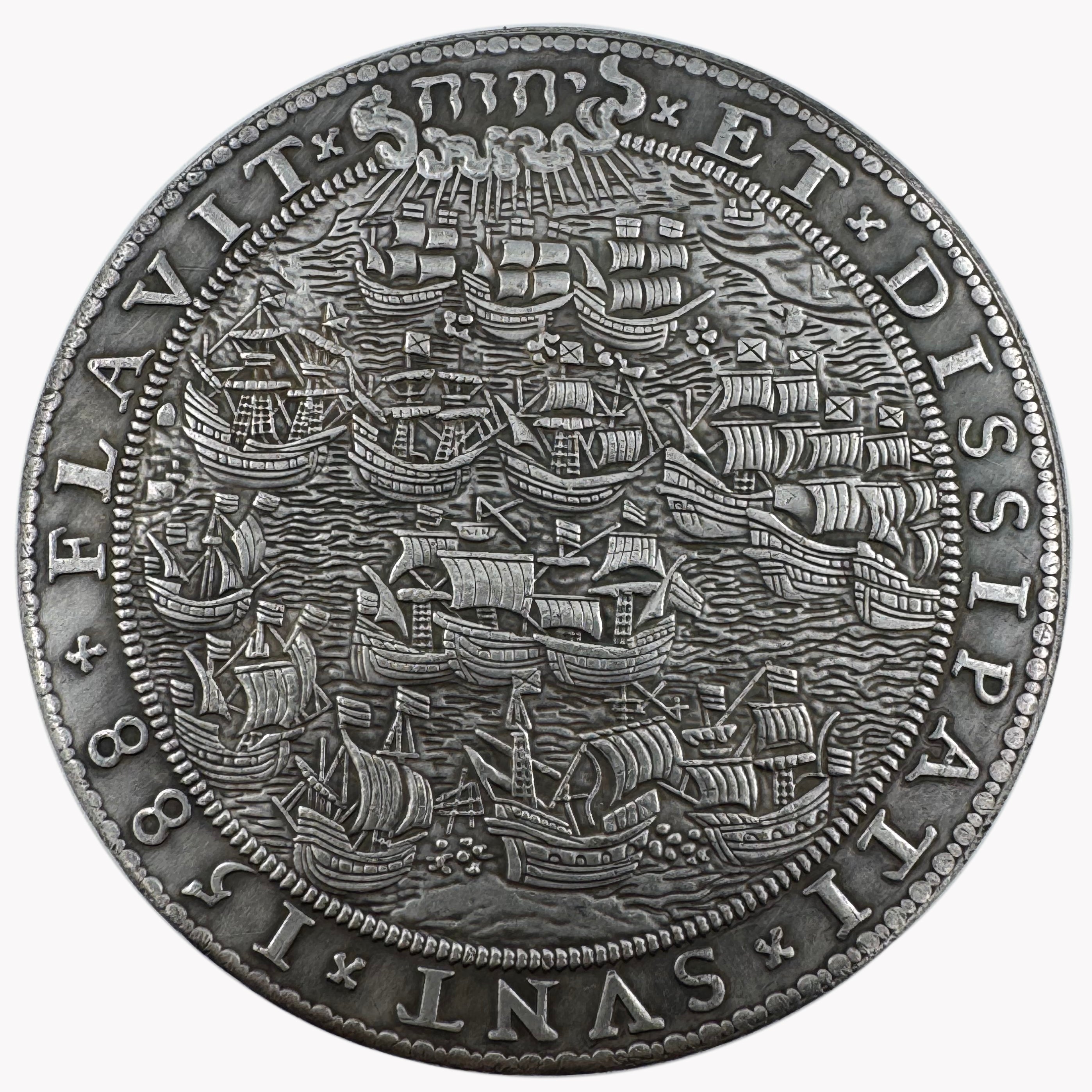 England UK 1588 „Sieg über die Spanische Armada“ Medaille / Elizabeth I – Defeat of the Spanish Armada Medal – Replik (Sammleranfertigung)
