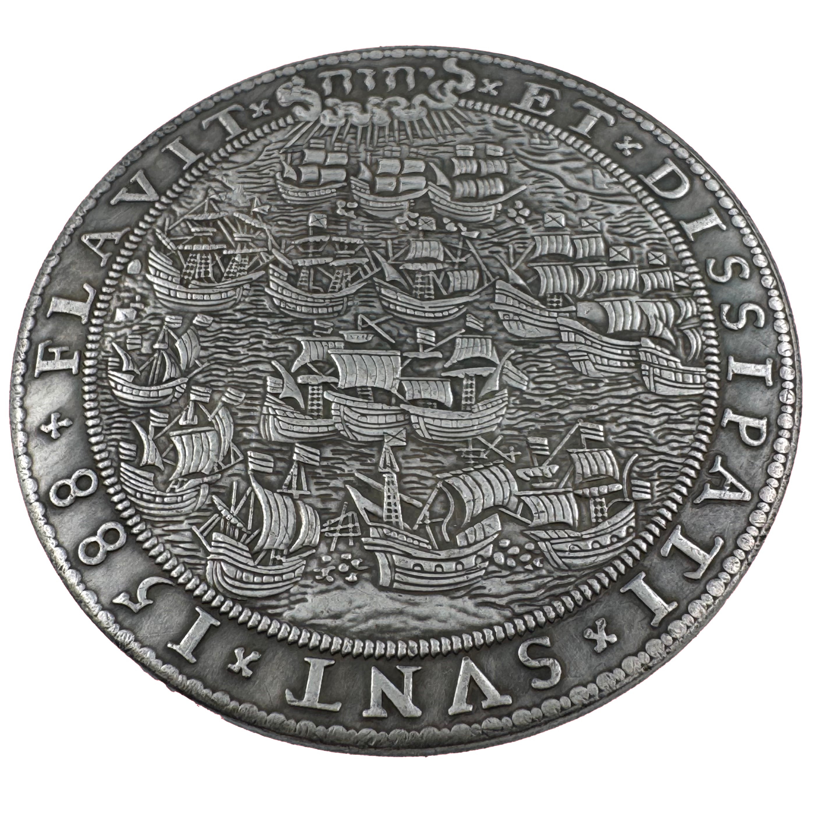 England UK 1588 „Sieg über die Spanische Armada“ Medaille / Elizabeth I – Defeat of the Spanish Armada Medal – Replik (Sammleranfertigung)